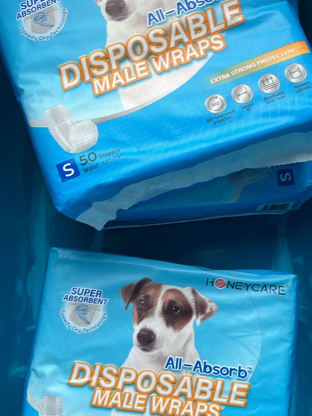 Blue Disposable Male Dog Wraps - Super Absorbent (Small)